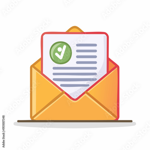 Opened envelope with a letter and a checkmark symbol
