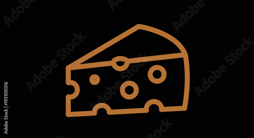 Cheese Slice with Holes and Outline.