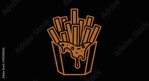 French Fries in Container with Cheese.