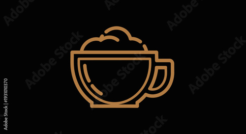Golden Coffee Cup Illustration on Black.