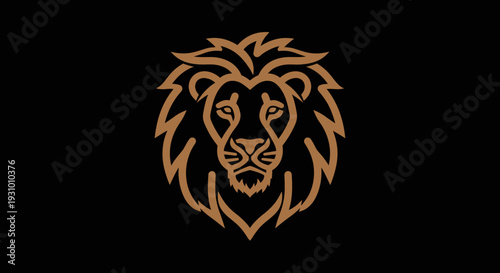 Golden Lion Head Logo Design Element.