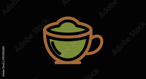 Green Tea in Cartoon Teacup Illustration.