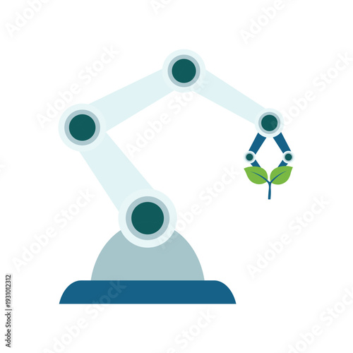 Smart agriculture flat icon set featuring robotic arm, drone, solar panels, and cloud data for sustainable farming and agritech innovation. Minimalist vector illustration for modern industry