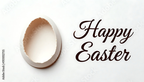 paper-cut Easter illustration scene featuring a layered cut-out egg-shaped, happy easter 2026 banner, poster, header for website, created with generative ai