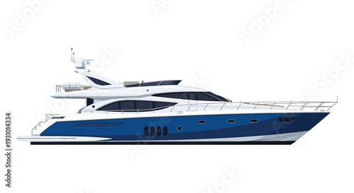 A detailed illustration of a large modern yacht with a sleek design presented as a clean silhouette high quality professional elegant