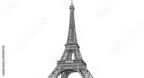 Black and white Eiffel Tower close-up Paris iron latticework