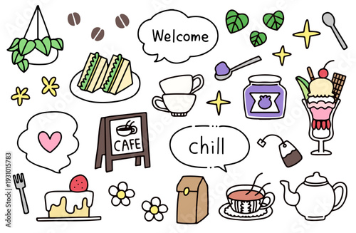 カフェをイメージしたイラストセット
