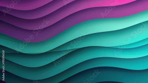 Dynamic Waves: An eye-catching abstract pattern showcasing flowing, layered waves in vibrant shades of teal, purple, and pink. Perfect for modern design and digital applications.