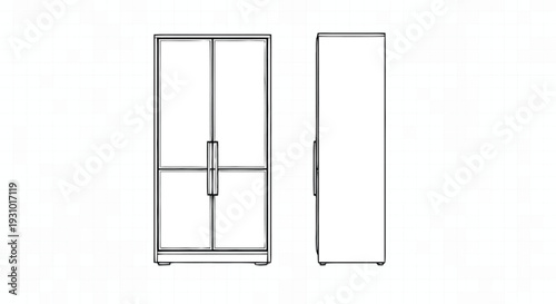 Black and white line of a refrigerator line black and white appliance kitchen two doors