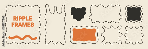 Collection of Organic Shaped Frames and Elements with Wavy Borders and Solid Fill Colors shapes
