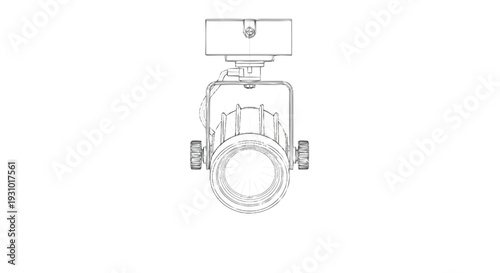 Black and white line of a camera with rectangular box on line black and white monochrome
