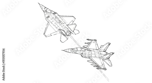 Two military fighter jets flying in formation military aircraft airplanes