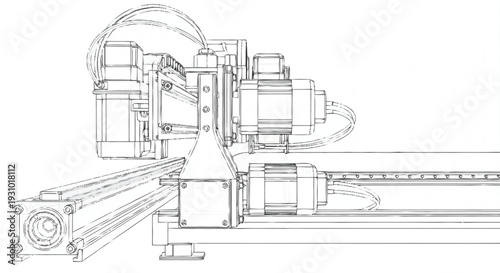 C N C machine with rail and motorized carriage CNC machine industrial machine metalworking