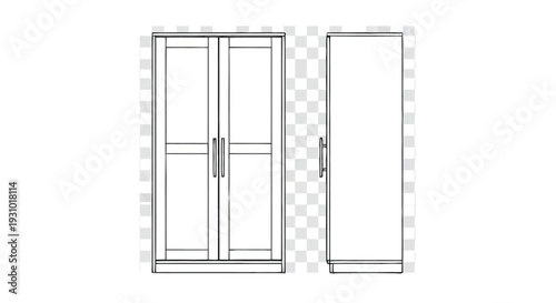 Line of two tall cabinet doors with handles line furniture interior architecture