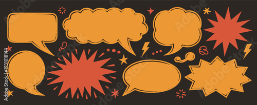 Vibrant Comic Style Speech Bubbles And Explosions On Dark Background starburst dialogue