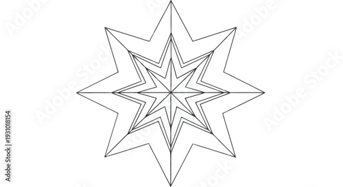 Black star shape with multiple points and lines geometric