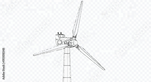 Wind turbine with three blades and tower windmill renewable energy sustainable energy