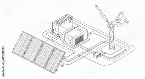 Solar panel wind turbine and generator system diagram renewable energy sustainable energy