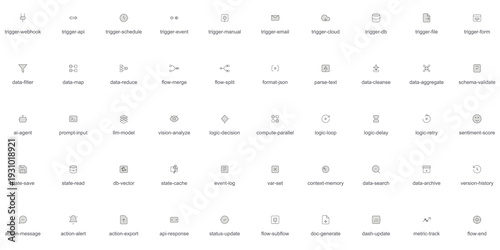 Automation Workflow & Logic Flow Vector Line Icon Set