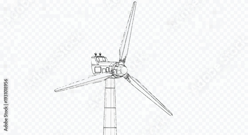 Wind turbine with three blades and tower windmill renewable energy sustainable energy
