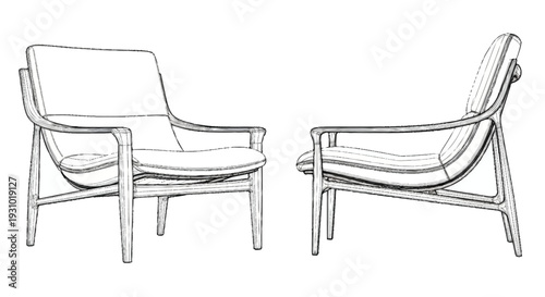Two wooden chairs with cushions in black and white cushioned chair furniture