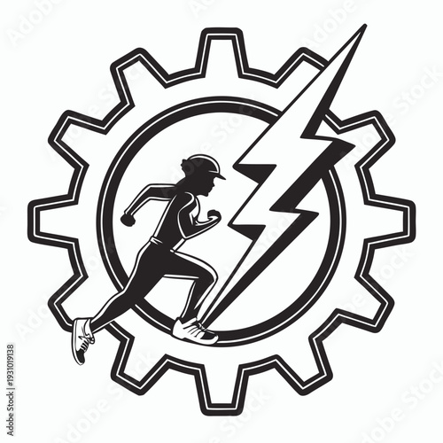 Energy Gear Icon – Power Automation, Electric Technology Silhouette Vector