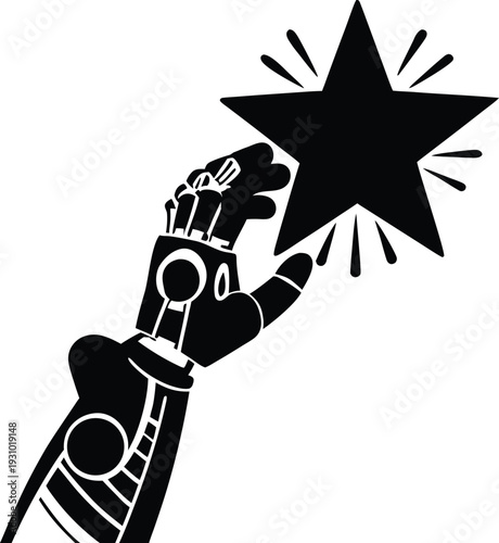 Robotic Hand with Star Icon – Artificial Intelligence Innovation Vector