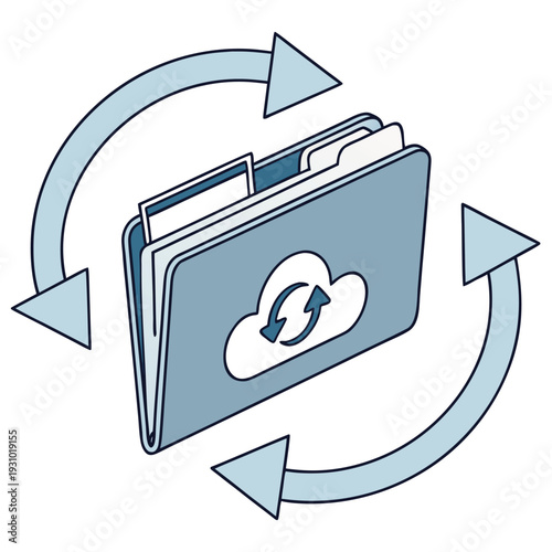Shared Folder Sync Icon – Cloud File Synchronization Vector Illustration