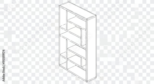 Black line of empty shelving unit bookshelf empty shelves line black lines transparent background