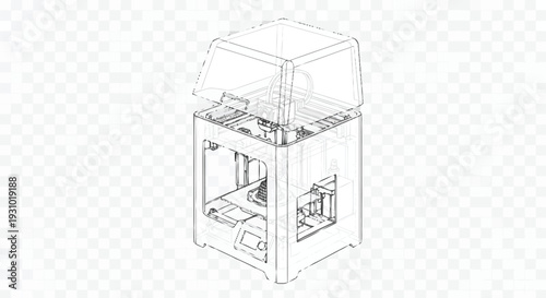 3 D printer internal components transparent view 3D printer machine technology