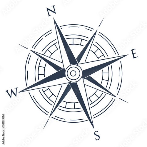 Spatial Navigation Compass Icon – Digital Direction and Location Vector