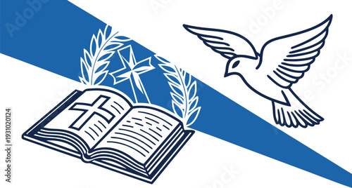 Estonia pentecost poster template with descending dove and holy bible