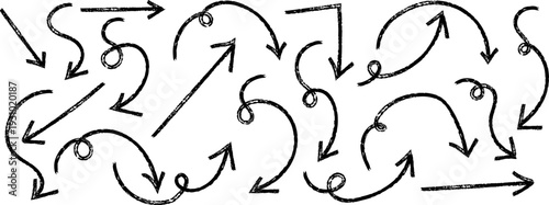 A complex network of arrows and curved lines forming a dynamic pattern