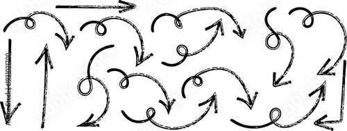 A complex diagram of curved arrows on a white background illustrating fluid motion or airflow patterns