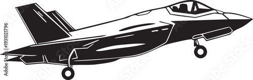 F35 Lightning Fighter Jet Silhouette Vector Design