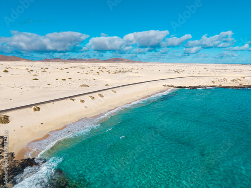 Obraz na płótnie Beautiful aerial panoramic view of Moro Beach, or Playa Alzada, or Grandes Playa