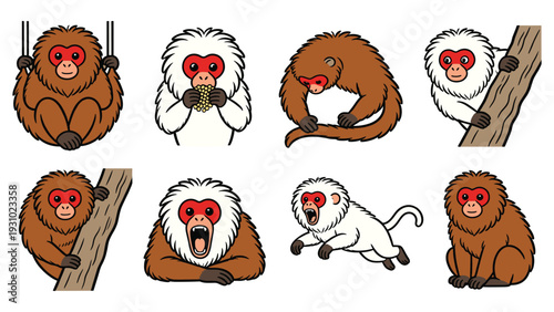 Collection of Global Primate Species Element Pack monkeys in various poses and activities