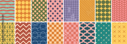 Retro Geometric Patterns Collection Keywords: retro, geometric, pattern, background, texture