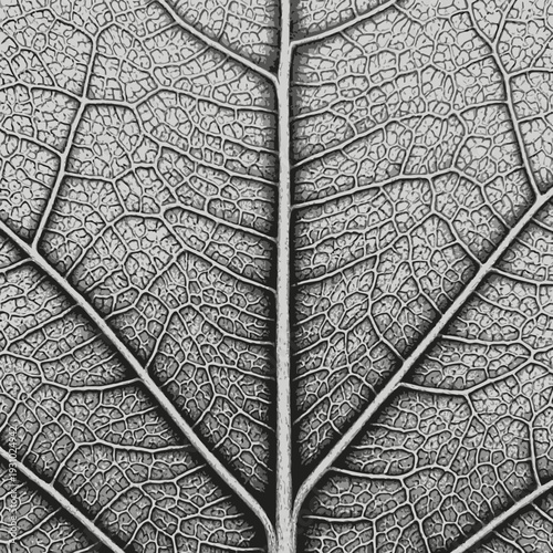 Close-up of a leaf showing intricate vein patterns and textures.