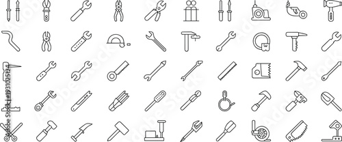 Collection of various hand tool icons in a grid format