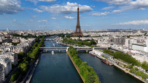 Eiffel Tower In Paris Island Of France France. Aerial Landscape Of Famous Tourism Landmarks In France Capital. Metropole Landscape Company Building Vibrant. Metropole Corporate Town.