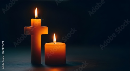 Holy saturday vigil cross and candles symbolizing easter hope and resurrection