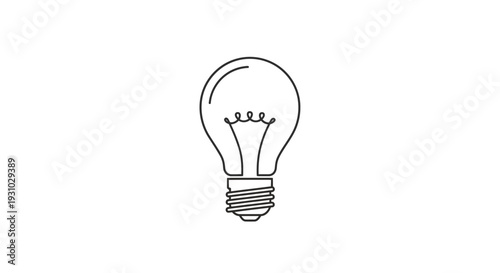 Minimalist Light Bulb Icon Outline on White Background - Idea Symbol