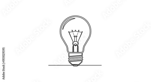 Minimalist Light Bulb Idea Concept - Simple Line Art Drawing