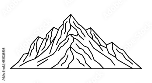 Minimalist Mountain Peak Line Art - Geometric Summit Outline