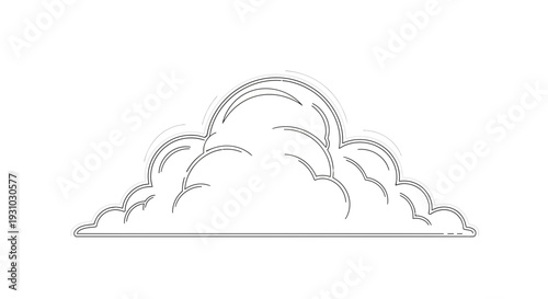 Hand Drawn Cloud Sketch, Simple Doodle Art, Weather Icon, Cumulus Cloud Outline