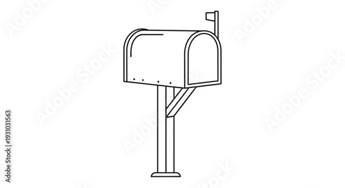 Classic American Mailbox Line Art Icon - Simple Vector Illustration
