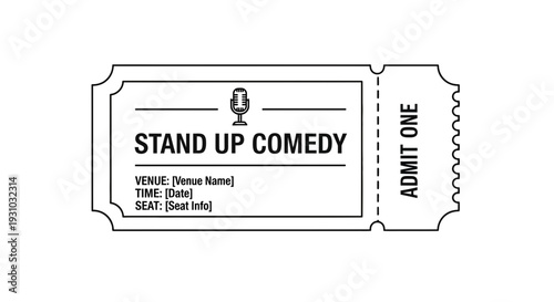 Stand Up Comedy Ticket - Admit One - Event Invitation