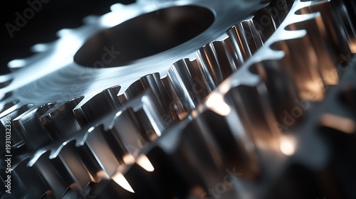 Close Up of Industrial Metal Gear Wheels with Precision Engineering Detail