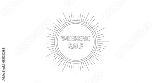 Weekend Sale Burst Graphic with Concentric Circles and Sun Rays